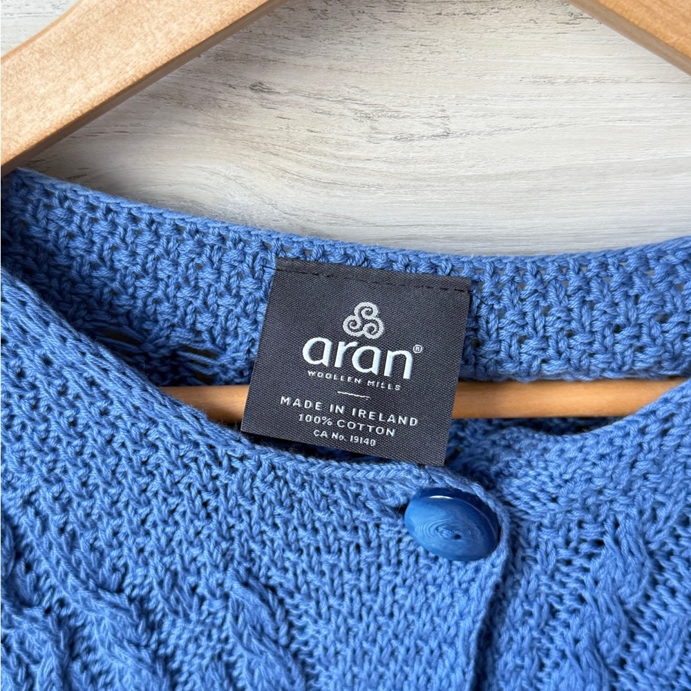 Aran Iris Cotton Ladies Cardigan - Blue size S - Picture 8 of 15